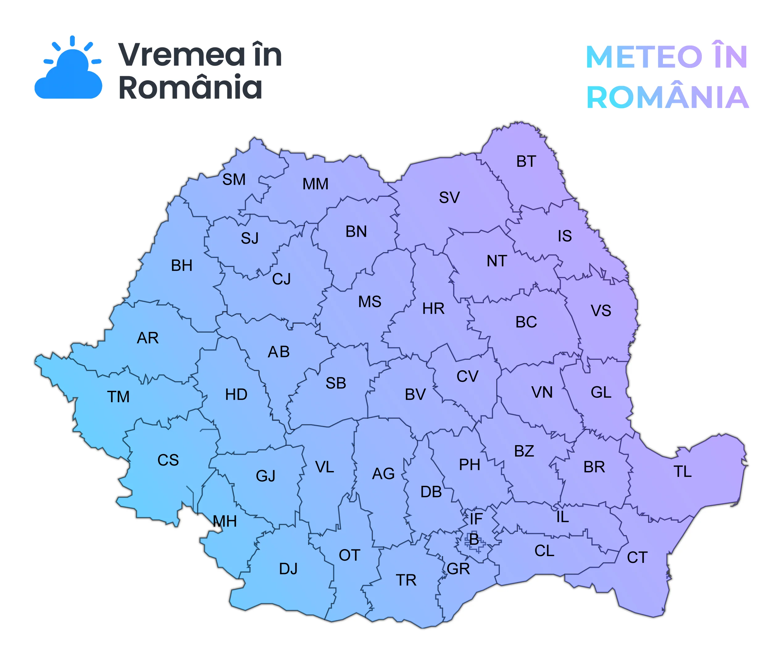 Vremea în România - Meteo în România - Harta cu toate județele Vremea în România - Meteo în România - Harta cu toate județele